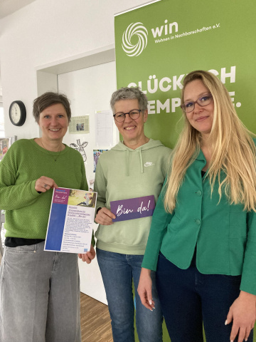 v.l.n.r.: Nicole Scheumann (DVHL), Martina Boese (Bin da – Ehrenamtliche) und Anna-Marie Eichhorn (Koordinatorin Quartierstreff)